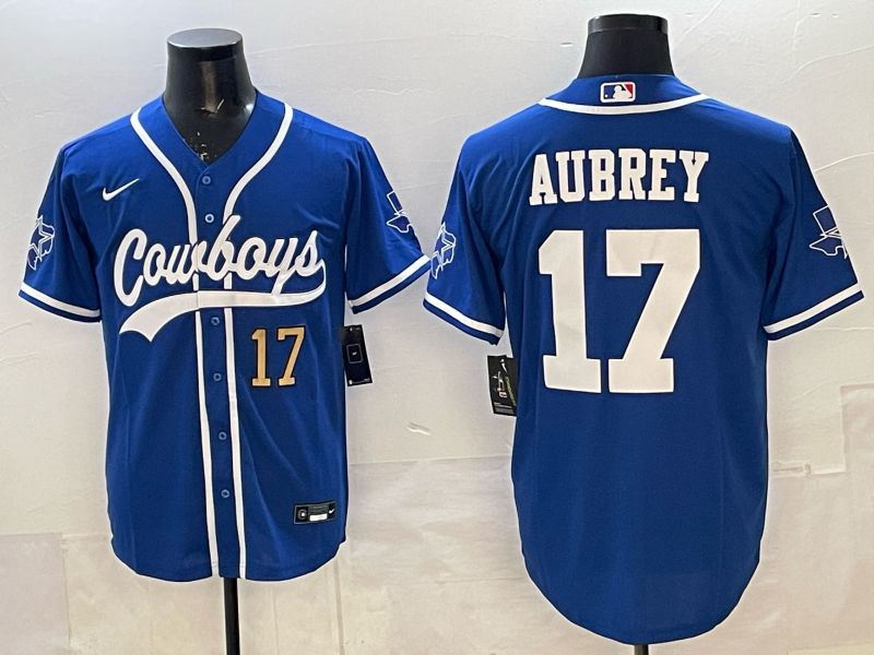 Men 2025 Nike Dallas Cowboys #17 Aubrey blue Joint Name Limited NFL Jersey 04->detroit lions->NFL Jersey